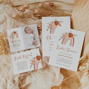 Orange Terracotta Boho   Rainbow Oh Baby Shower Invitation