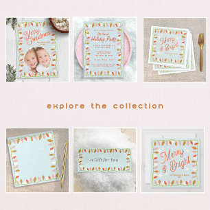 Retro Merry and Bright Christmas Lights Green Napkin