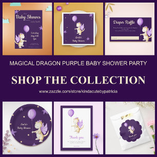 Baby Girl Dragon with Balloon Purple Bring a Book Enclosure Card