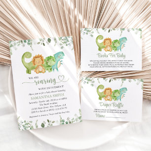 Cute Dinosaurs, T-Rex, Jurassic, Diaper Raffle Enclosure Card