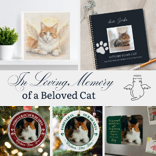 Forever in Our Hearts Cat Photo and Name Memorial Metal Ornament