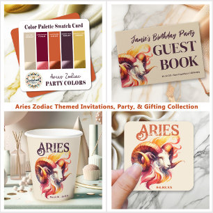 Aries Ram Watercolor Zodiac Sign Custom Birthday Square Sticker
