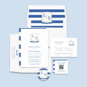 Coastal Blue Wedding Crest Meal Choice RSVP Enclosure Card
