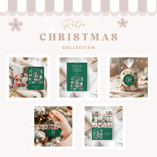 Tis The Season  Retro Green Christmas Return Address Label