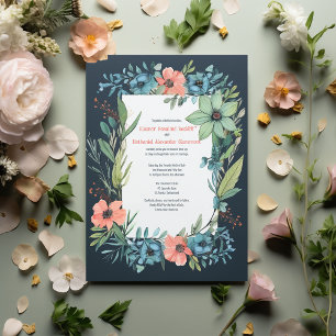 Whimsical Floral Salmon Blue Green Wedding Square Sticker