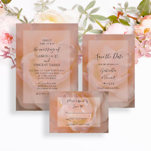 Light Blush Pink Rose Floral Wedding Invitation