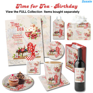 Vintage Retro Tea Party Red Polkadot Birthday      Invitation