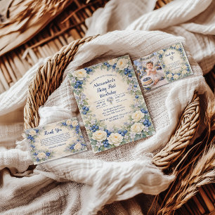 Blueberry Berry Botanical 1st Birthday Invitation