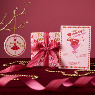 Fun Fa La La Girly Pink Festive Nutcracker Ballet  Wrapping Paper Sheet