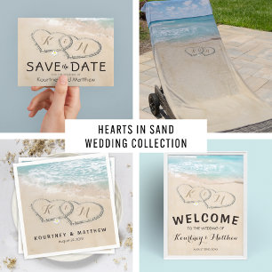 Tropical Vintage Beach Heart Shore Wedding RSVP