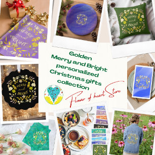 GOLDEN MERRY AND BRIGHT personalised Paper Plate