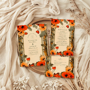 Decorative Floral Art Nouveau Poppy Wedding Save The Date