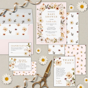 Blush Pink Gold Floral Girl Baby Shower Invitation