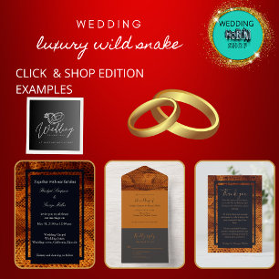luxury wild snake skin animal wedding  all in one invitation