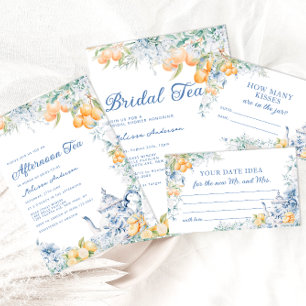 Dusty Blue Afternoon Tea Bridal Shower Invitation