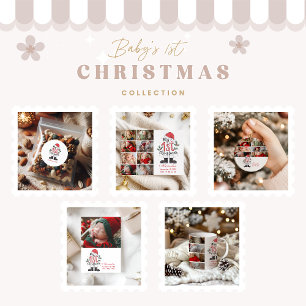 6 Photo Cute Santa Baby 1st Christmas Holiday Card