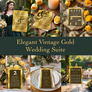 Charming Antique Gold Wedding Enclosure Card