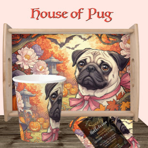 House of Pug Dog & Halloween, Autumn, Art Nuovo  Coffee Mug