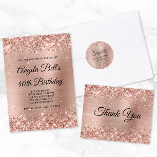 Glittery Light Rose Gold Foil 50th Birthday Classic Round Sticker