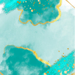 Agate Teal and Gold Geometric Glitter Wedding Invi Invitation