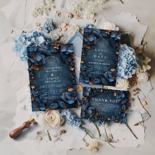 Moody Copper Floral Wedding Save The Date