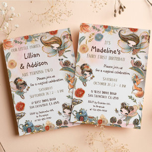 Brunette Fairy Birthday Enchanted Forest Party Invitation