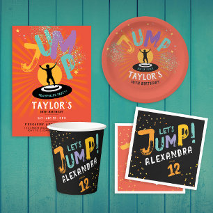 Cool Fun Colourful Trampoline Jump Bounce Adventur Paper Plate