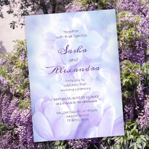 Elegant Light Purple Lilac Flowers Wedding All In One Invitation