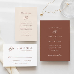 Brown Minimalist Horseshoe Wedding   Meal Choice RSVP Card
