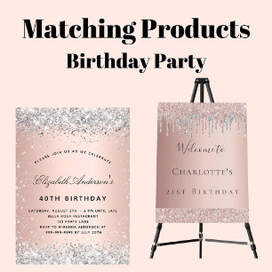 Budget birthday rose gold silver invitation