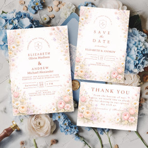 Elegant Pastel Wildflower Garden Wedding RSVP Card
