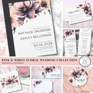 Elegant Floral Pink Wedding Details Enclosure Card