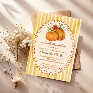Little pumpkin retro stripes baby shower monogram favour box