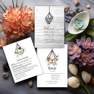  Rustic Pastel Floral Terrarium Garden Wedding Invitation