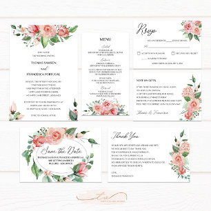 Rose Floral Watercolor Wedding Invitation