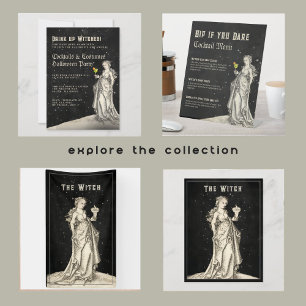 Witch Themed halloween Party Cocktail Menu  Pedestal Sign