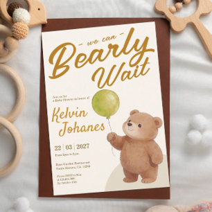 Teddy Bear Baloons Baby Shower Invitation