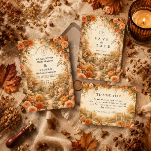 Elegant Autumn Garden Wedding Save The Date