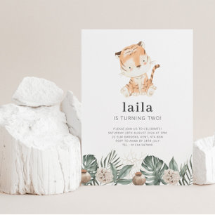 Tiger Greenery Floral Thank You Card