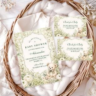 Enchanted Green Teddy Bear Books for Baby Enclosure Card
