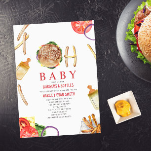 Oh Baby Hamburger and Fries Co Ed Baby Shower Invi Invitation