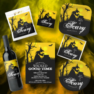 Wicked Witch Silhouette Halloween Square Sticker