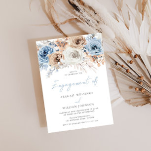 Boho Blue: Elegant Watercolor Floral Wedding Invitation