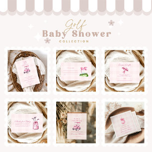 Pink Girl Golf Baby Shower  Books for Baby Enclosure Card