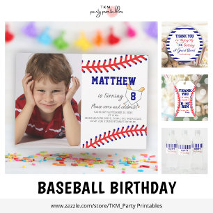 Simple Sports Baseball Birthday Invitation