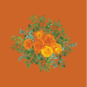 Rust Orange Wedding Vintage Floral Invitation