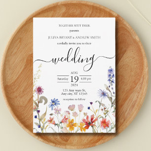 Boho colour wildflower bridal shower invitation