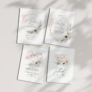 Rustic Elegance Geometric Heart QR Code Save The Date