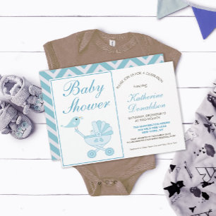 Cute Blue Boy Baby Shower Invitation Postcard