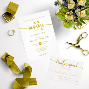Elegant Gold Calligraphy Elopement Wedding Invitation